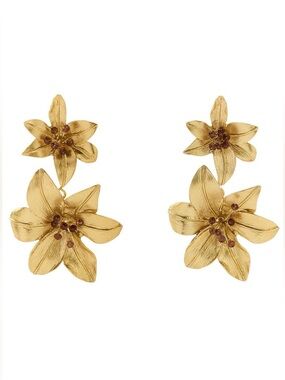 NEW. Zara Gold Tone Floral Earrings. NEW IN PACKAGE